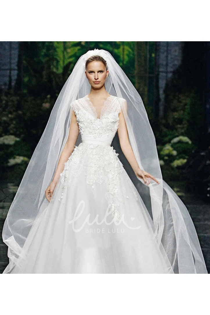 Plain Long Fluffy Wedding Veil for Elegance