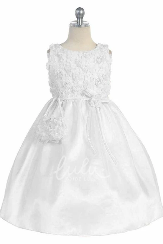 Embroidered Tulle and Taffeta Knee-Length Flower Girl Dress with Split Modern Dress