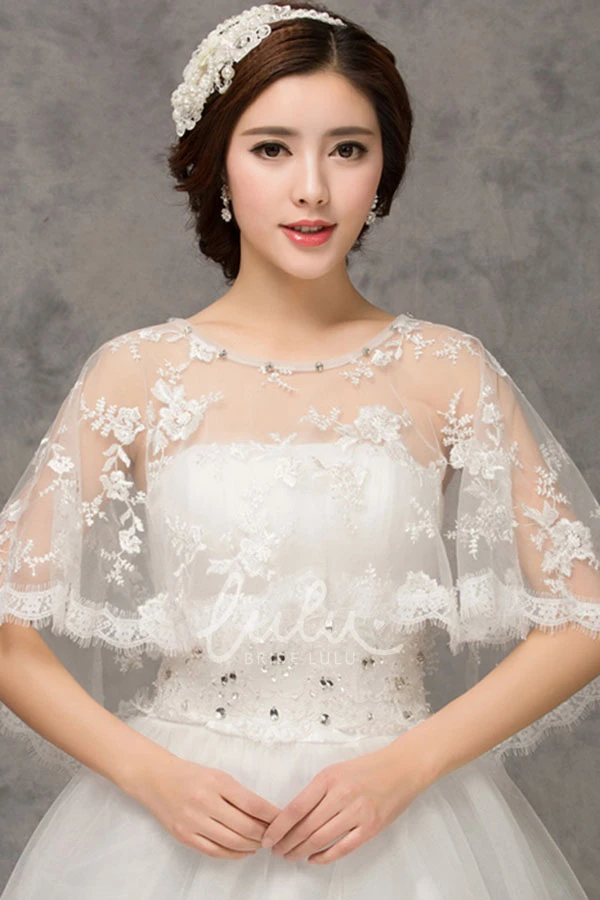 Lace Cape Shawl Wedding Dress New Red and White Design