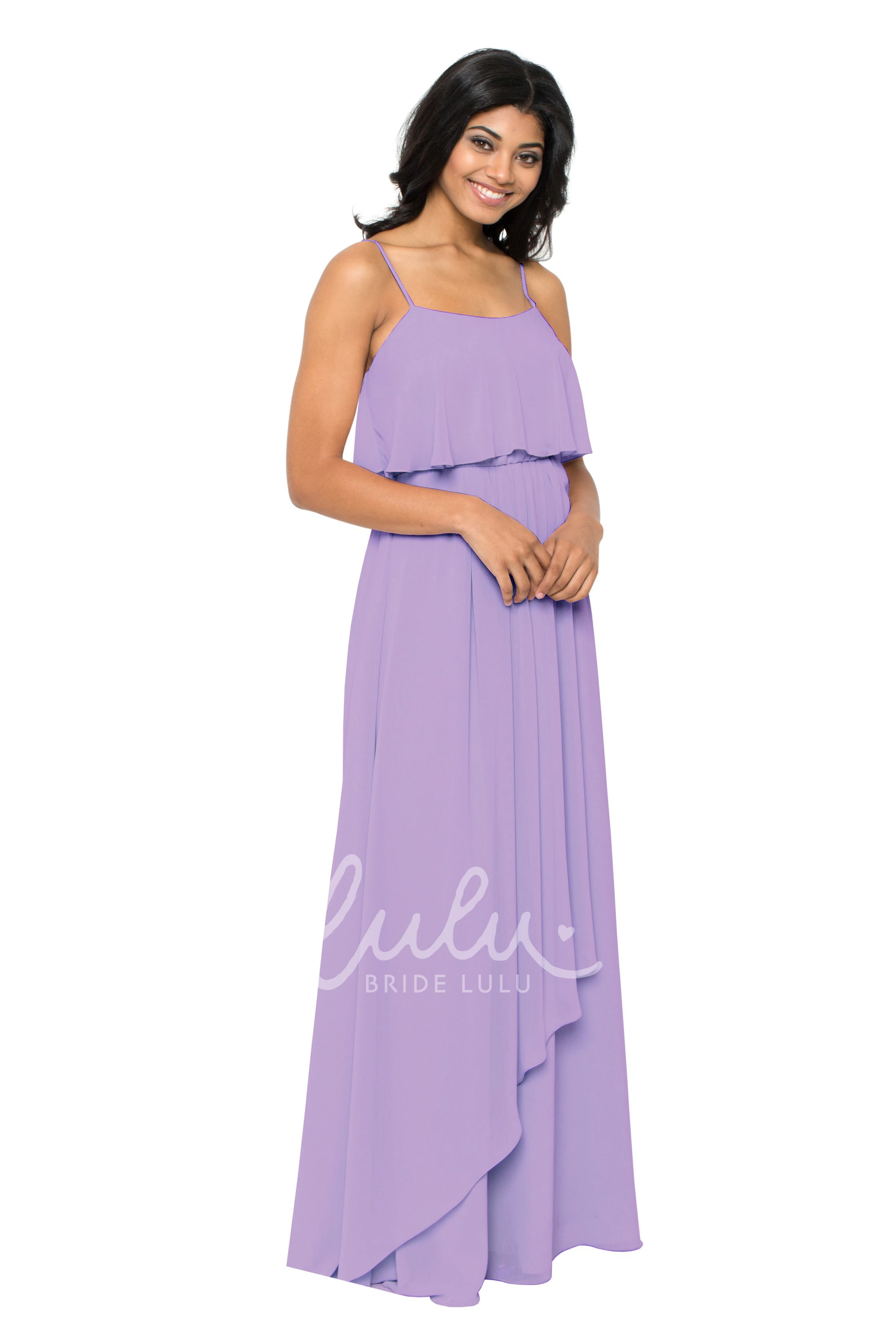 Draped Spaghetti Chiffon Bridesmaid Dress Sleeveless Multi-Color Convertible