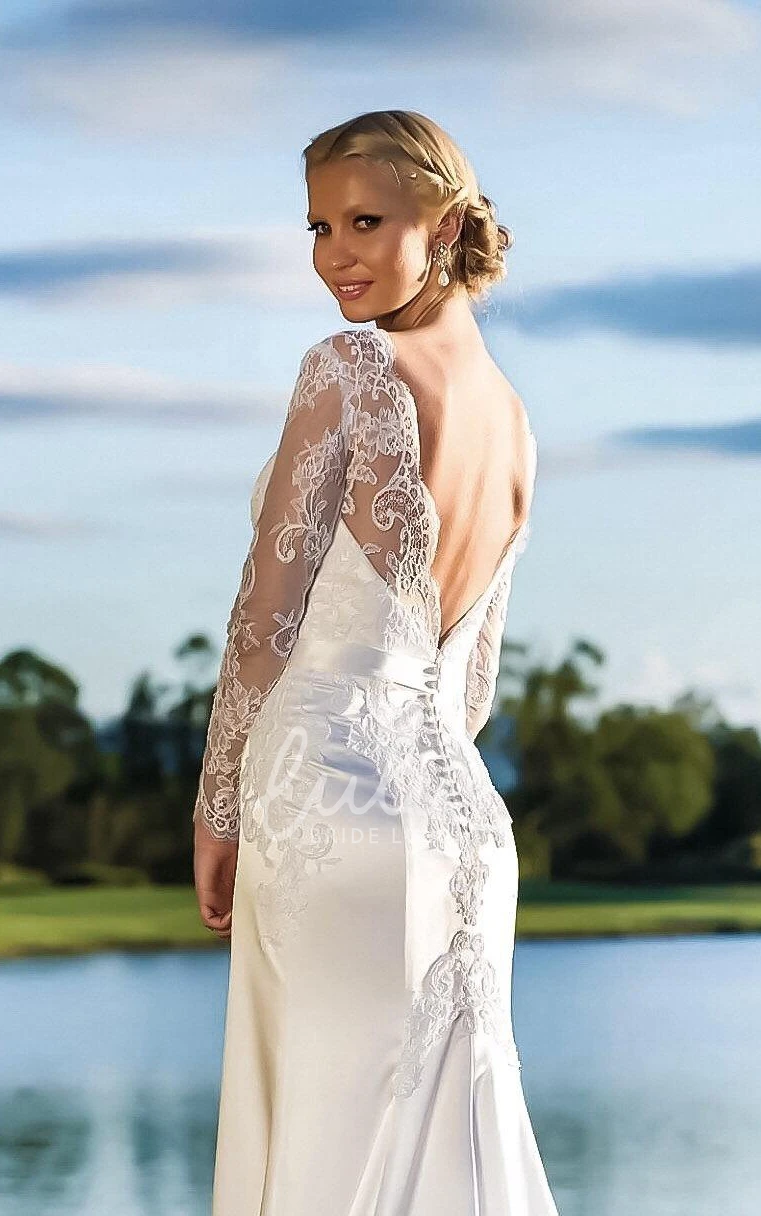 Lace Satin Warm Wedding Dress with Illusion Sweetheart Neckline