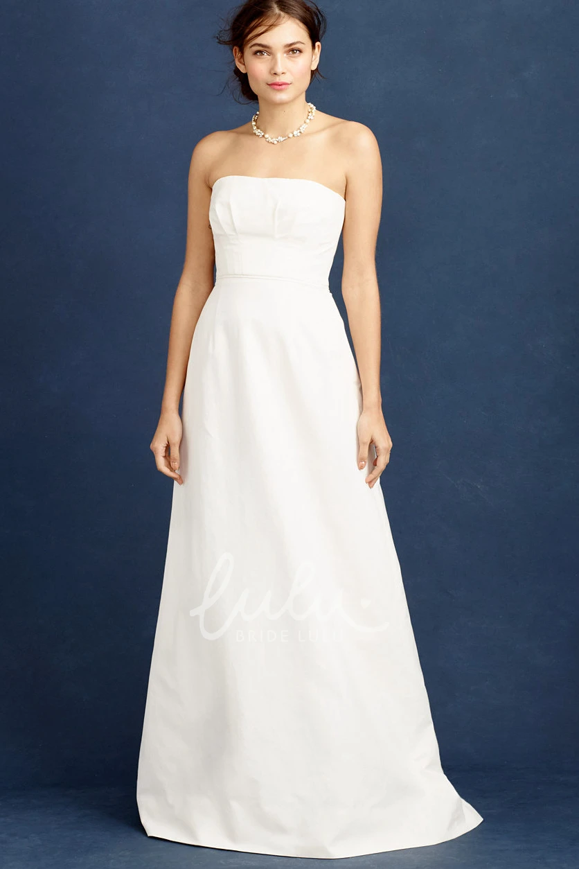 Strapless Satin Sheath Wedding Dress with Floor-Length and Sleeveless Design
