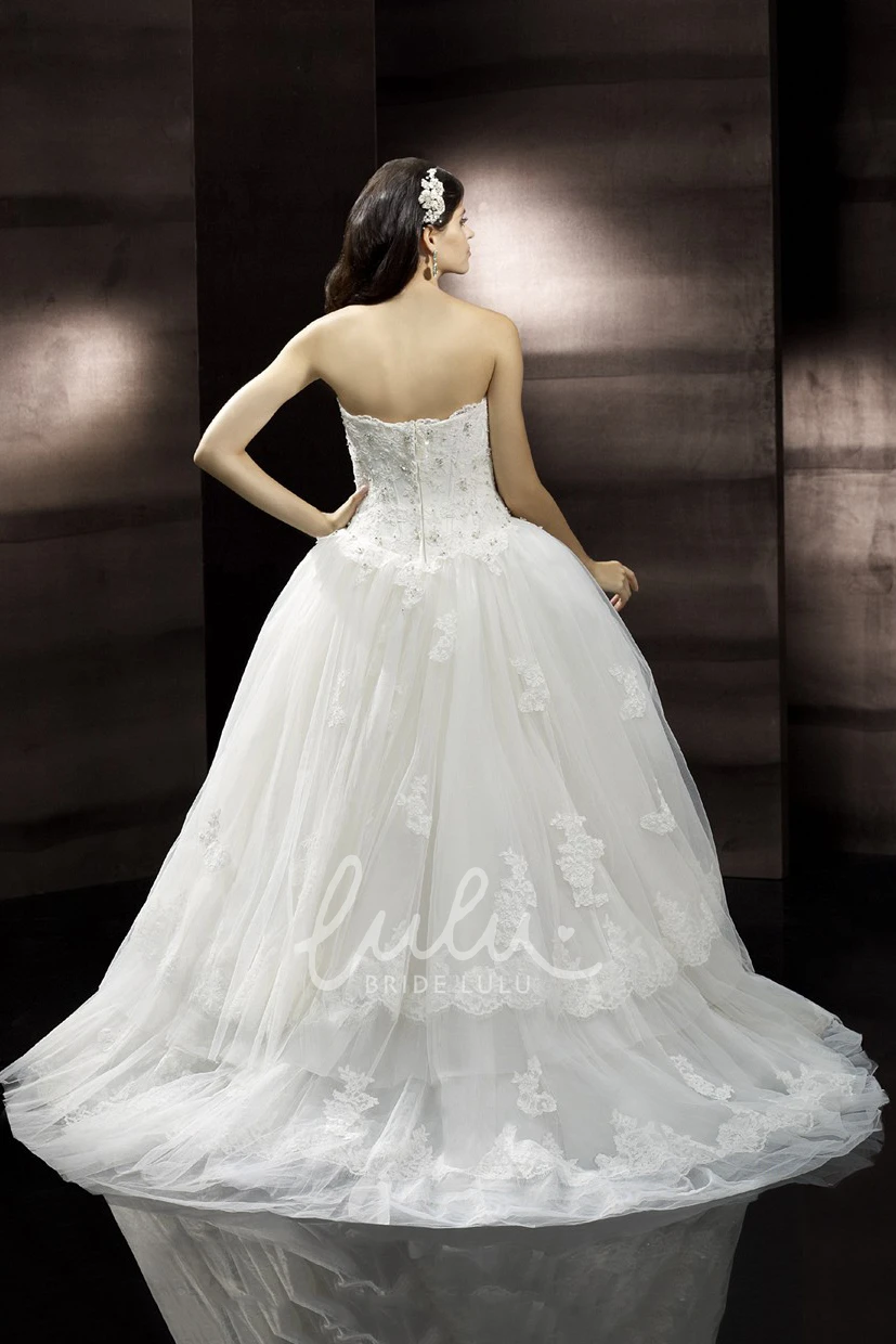 Tiered Tulle Sweetheart High-Low Wedding Dress With Court Train Unique Bridal Gown 2025