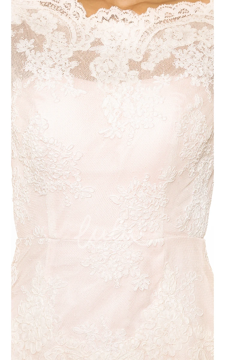Lace Sheath Floor-length Dress with Bateau Neckline Wedding Dress