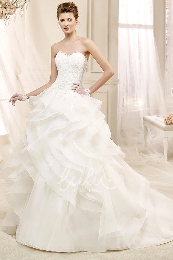 Cascading Ruffles A-Line Wedding Dress with Sweetheart Neckline Unique Wedding Dress