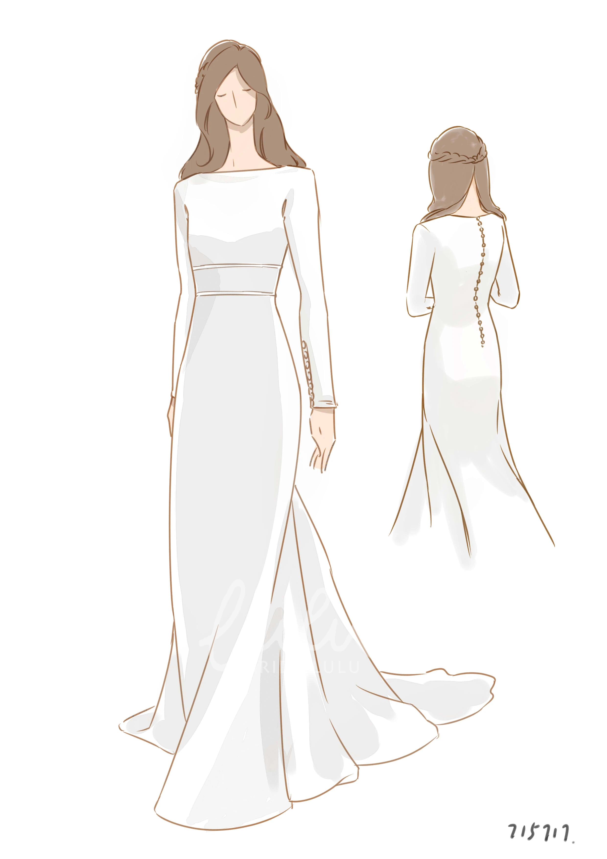 Modest White Mermaid Long Sleeved Simple Boat Neck Wedding Dress Elegant Women Country Bridal Gown