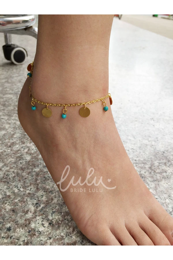 Western Style Turquoise Wafer Anklet for Summer Beach Weddings