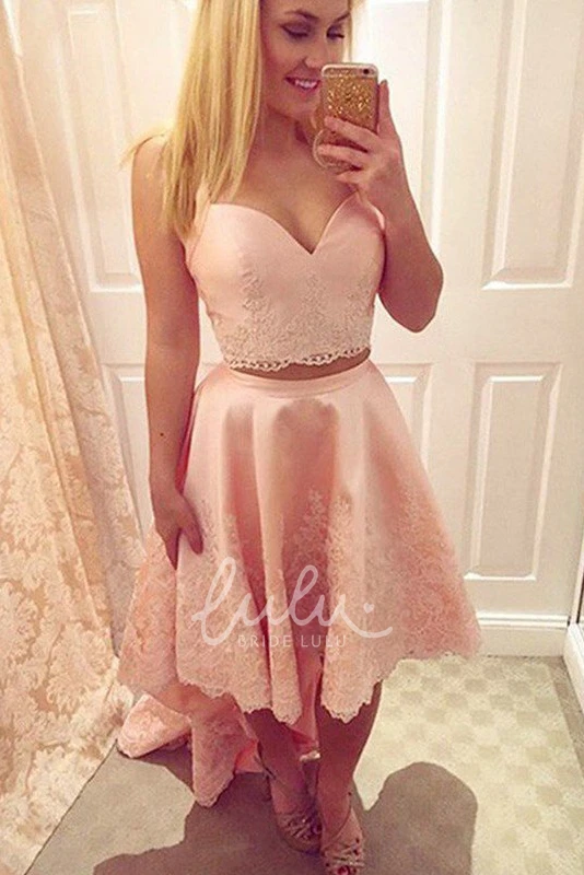 Sweetheart A-line Lace High-low Homecoming Dress with Straps