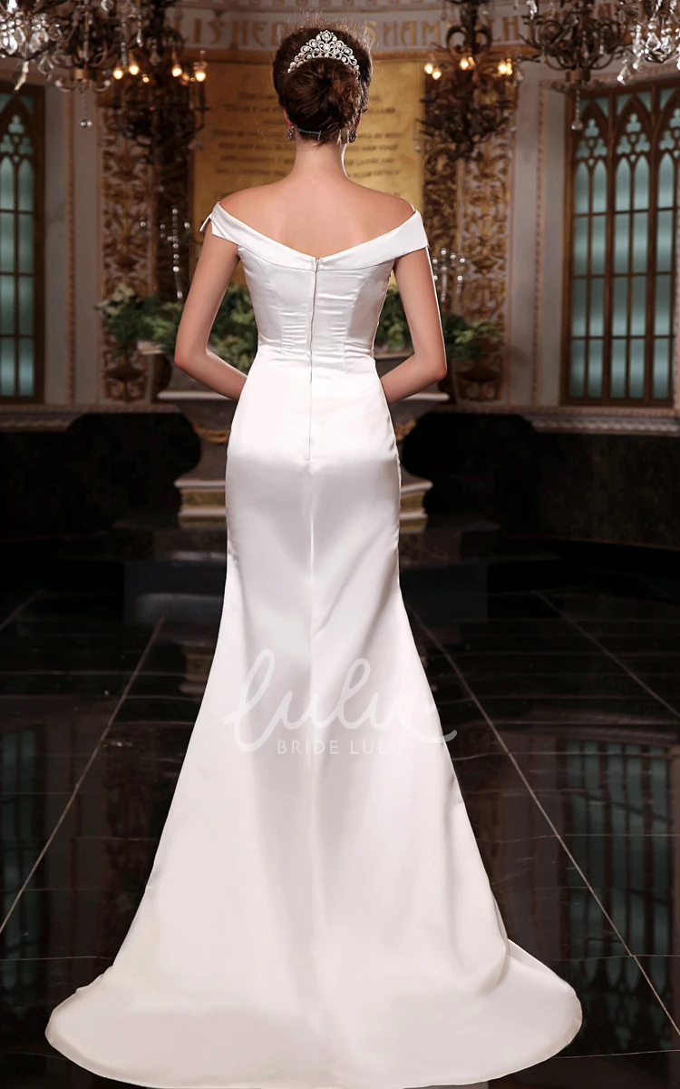 Mermaid Wedding Dress Off the Shoulder Satin Noble Sleeveless