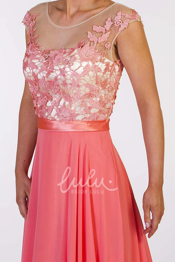 A-Line Chiffon Floor-Length Prom Dress with Appliques and Pleats Elegant 2025 Women's Dress