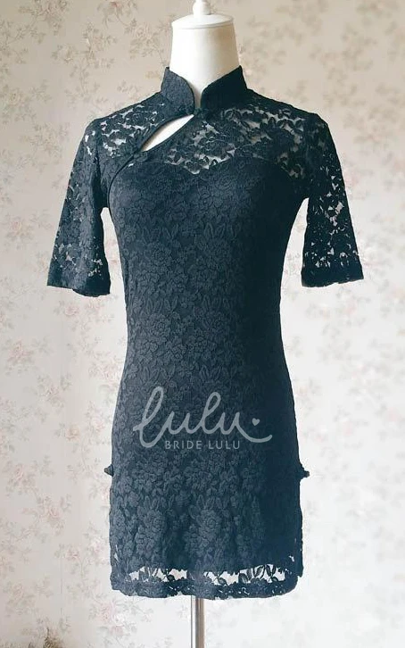 Short Black Lace Dress Chinese Style Custom Formal