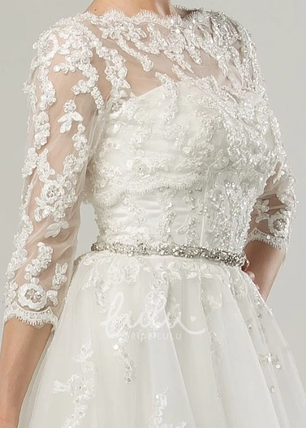 Jeweled Ball Gown Tulle Wedding Dress with Cape Sweetheart