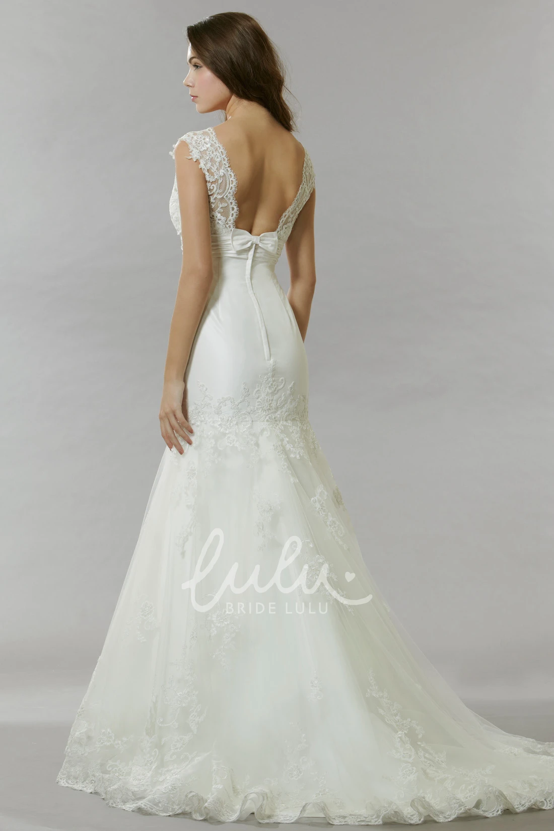 V-Neck Cap-Sleeve Lace Spring Wedding Dress Sheath Elegant 2026 Women's