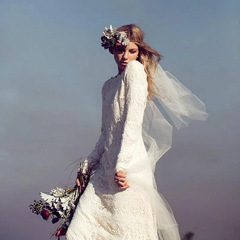 Court Train Long Sleeve Lace Formal Dress Newest and Romantic