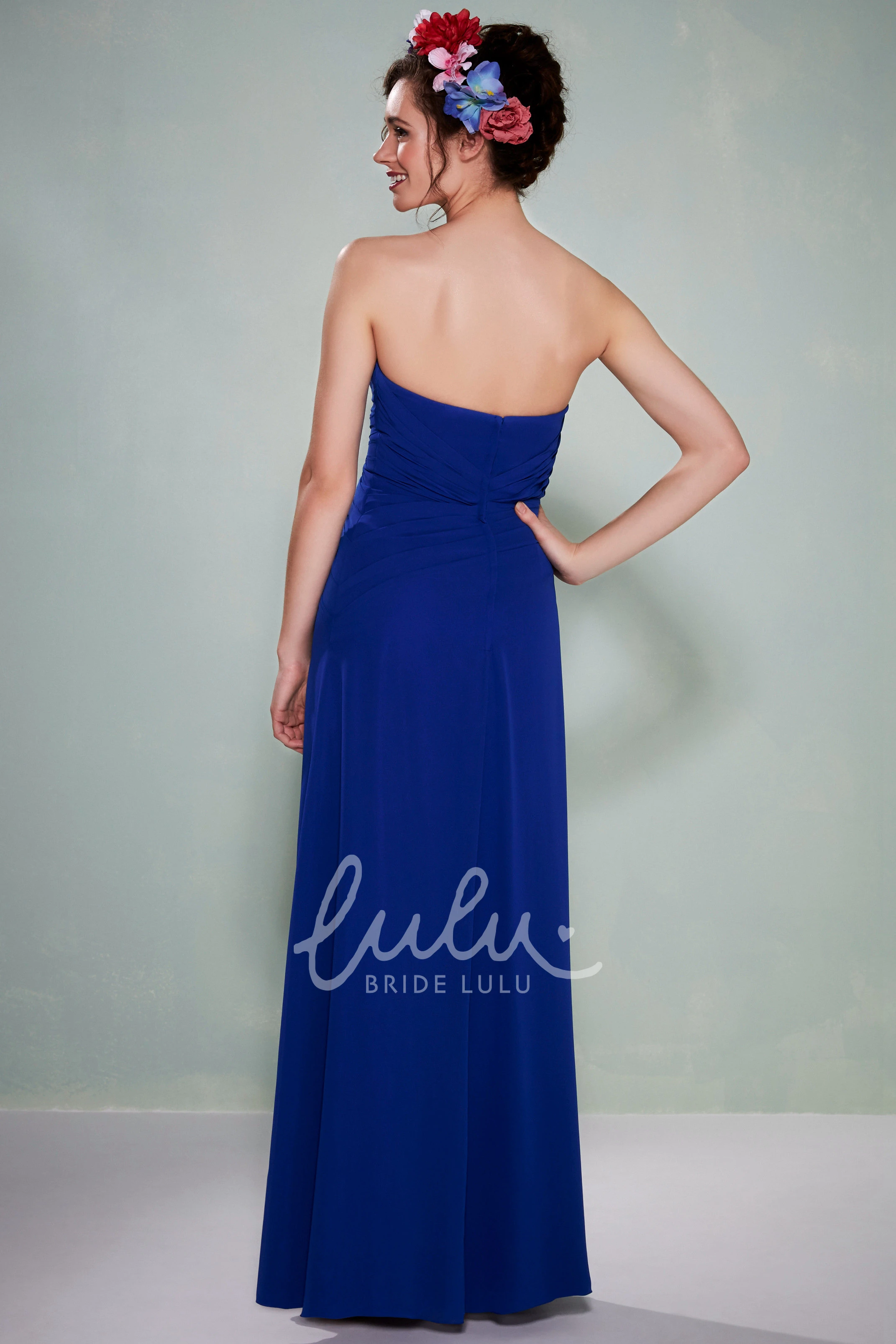 Sweetheart Sleeveless Chiffon Ankle-Length Bridesmaid Dress With Criss-Cross Flowy Dress