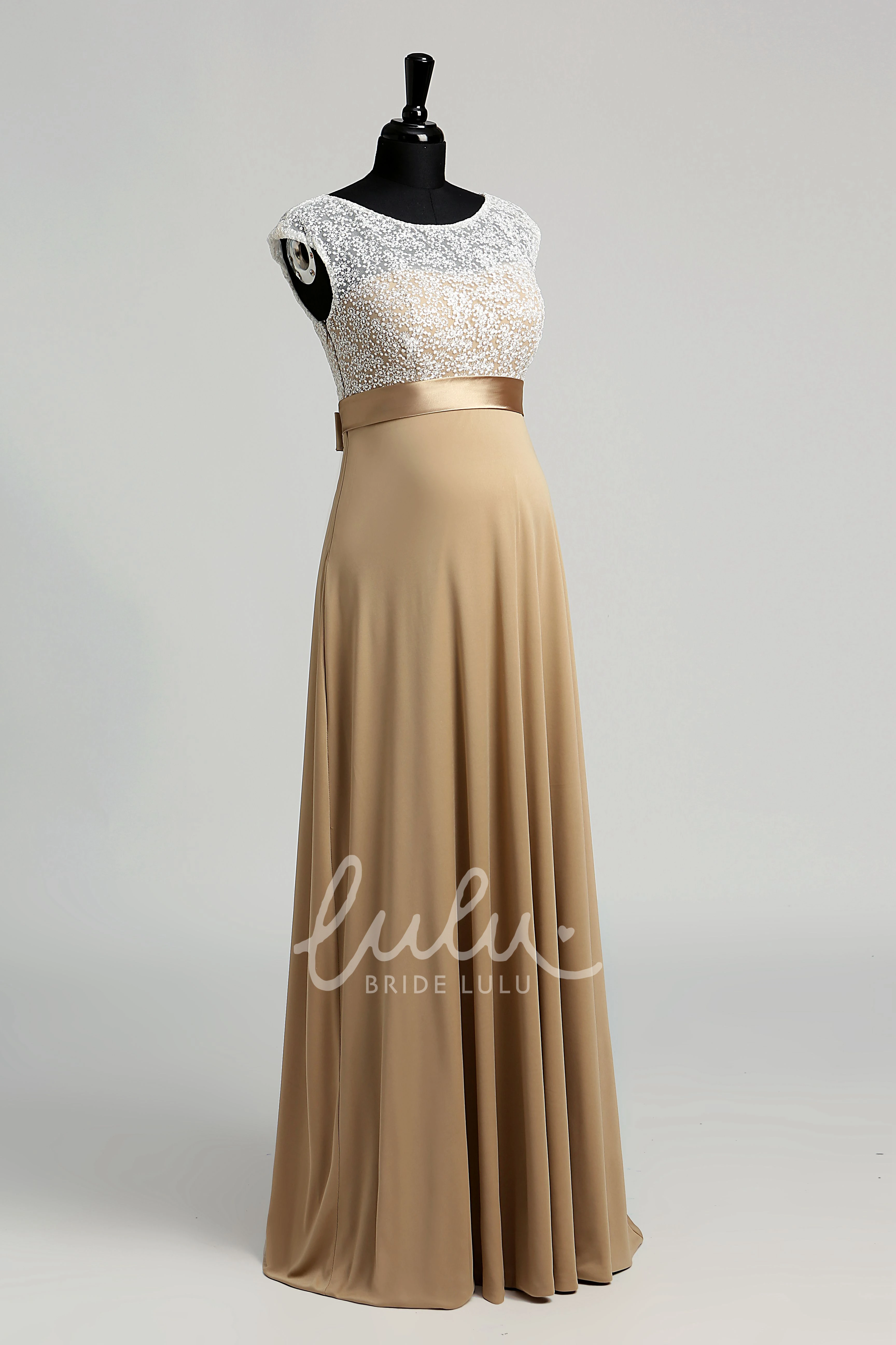 Maternity Lace A-line Dress with Cap Sleeves and Bateau Neckline