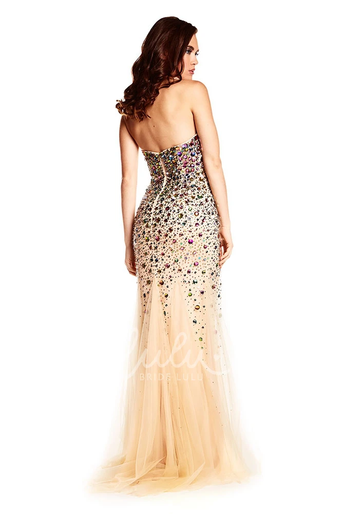 Sleeveless Tulle Mermaid Prom Dress with Sweetheart Neckline and Beaded Embellishments