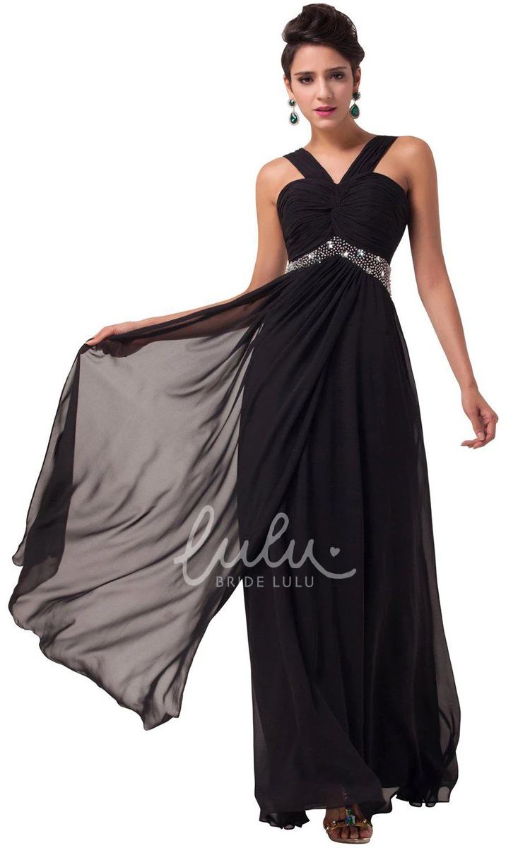 Sleeveless Chiffon Formal Dress with Beaded Waist Sexy & Elegant