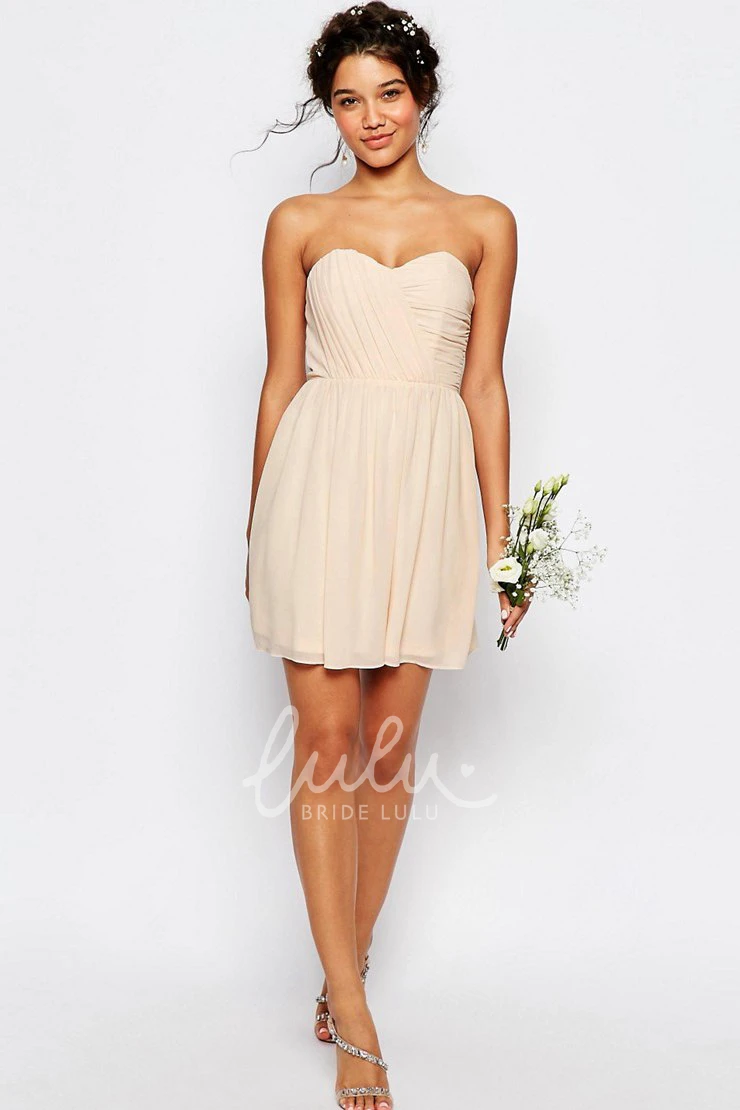 Sweetheart Ruched Chiffon Bridesmaid Dress Sleeveless Short