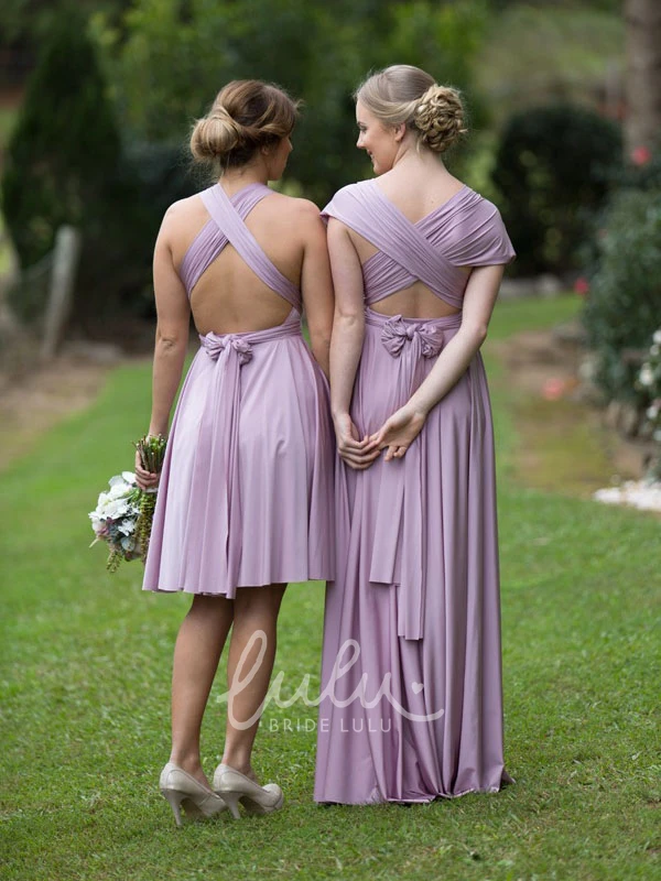 Strapped Ruched Chiffon Bridesmaid Dress Knee-Length Sleeveless