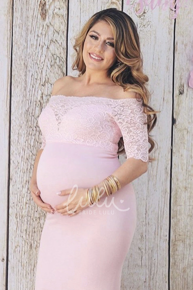 Half Sleeve Empire Maternity Bridesmaid Dress with Court Train