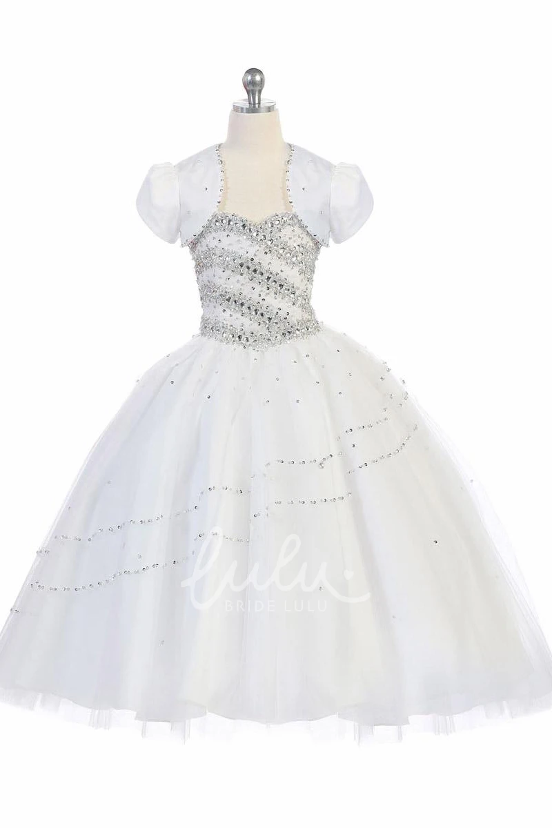 Tiered Tulle and Lace Flower Girl Dress with Beaded Bolero