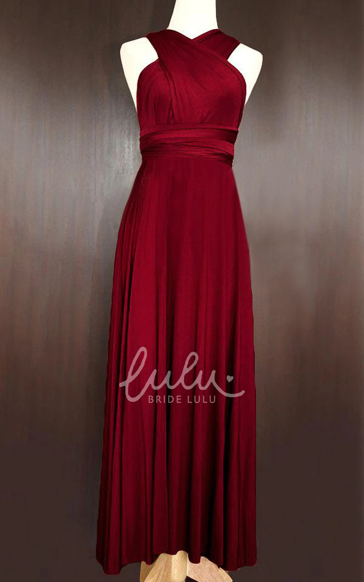 Wine Red Infinity Convertible Bridesmaid Dress Maxi Length