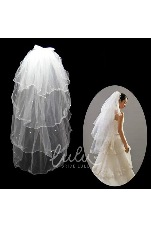 Double-Layered Beaded Wedding Veil Fluffy & Chic