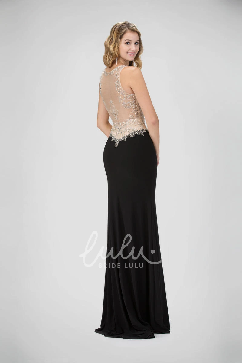 Sleeveless Sheath Jersey Illusion Dress with Beading Bridesmaid Dress