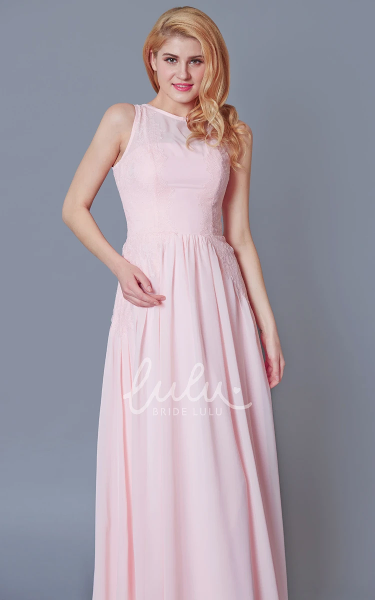 High Neck Pleated Chiffon Bridesmaid Dress A-line Bridesmaid Dress