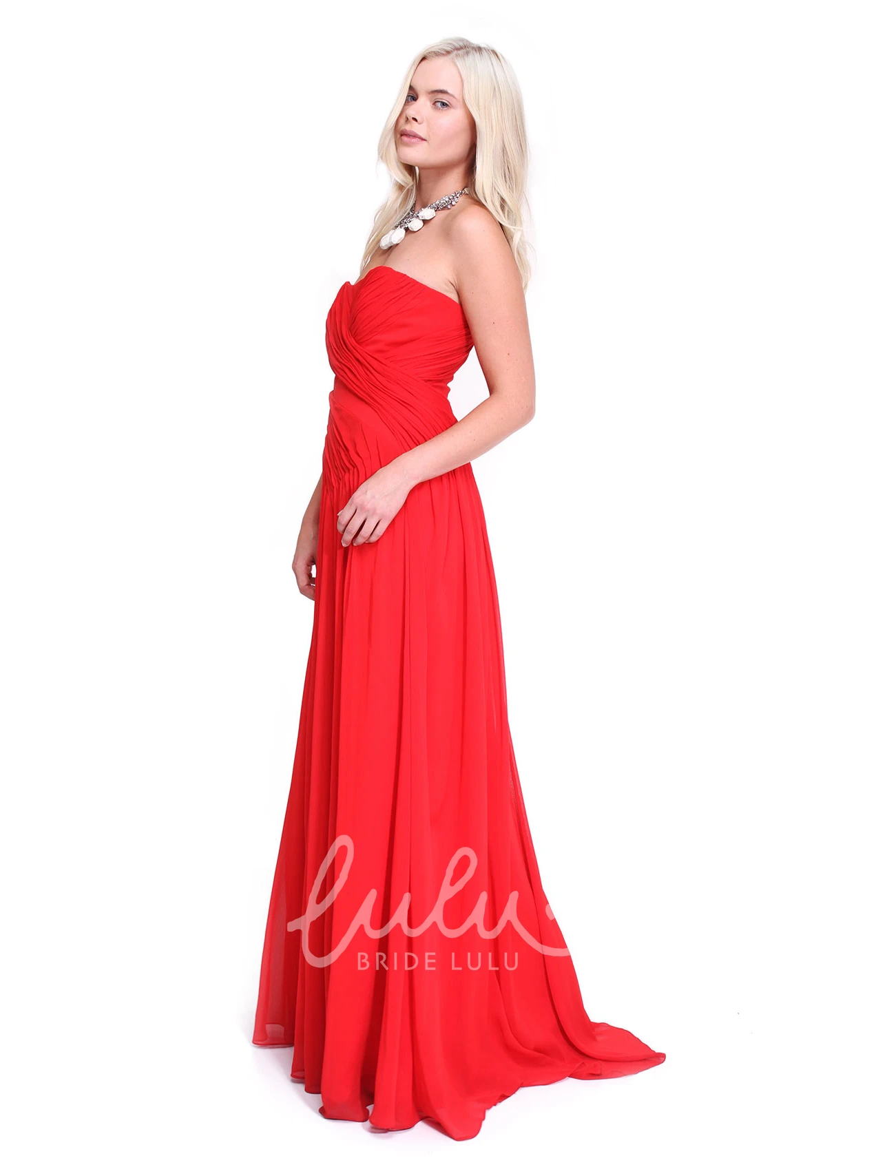 Jewel-Neck Sleeveless Chiffon Bridesmaid Dress with Ruched Detail Elegant Bridesmaid Dress