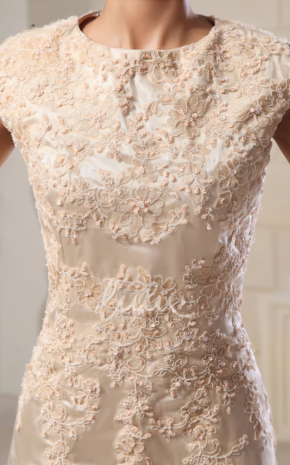 Lace Applique Maxi Dress Romantic High-Neck Column