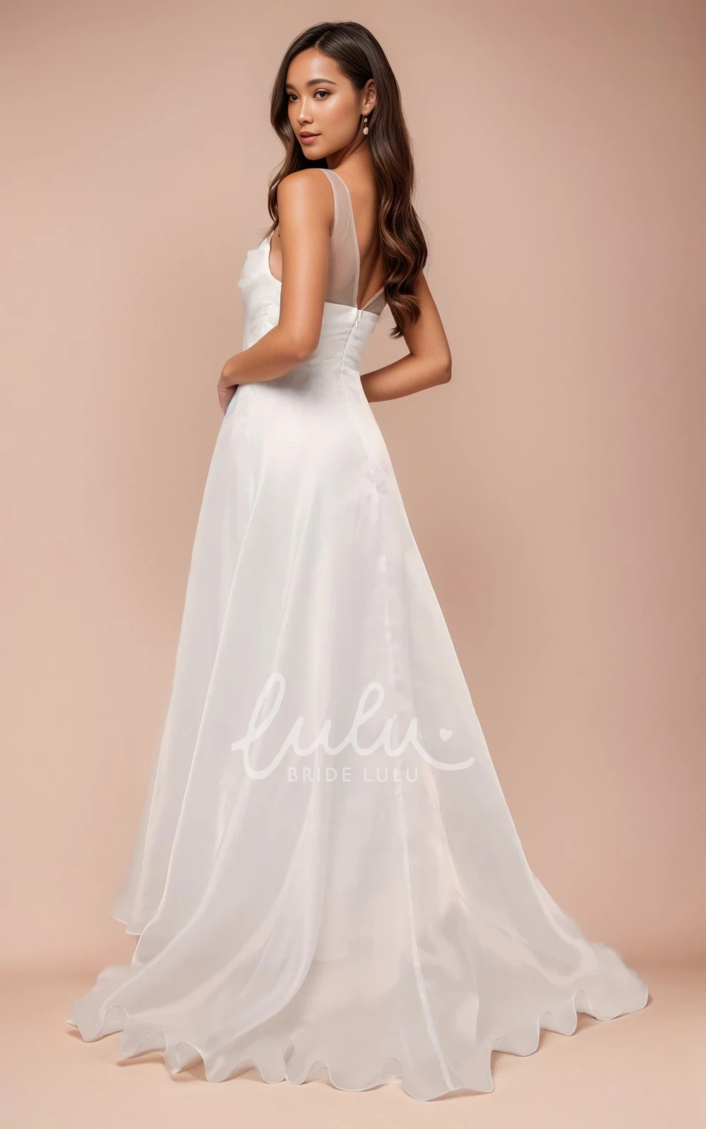 Ethereal Elegant A-Line Sweetheart Neck Organza Wedding Dress Casual Simple Sleeveless V Back Pleats Bridal Gown