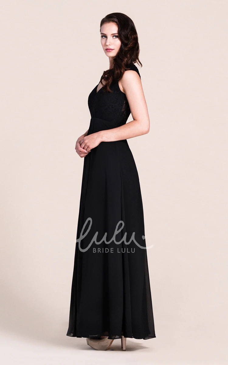 Illusion Back Long Plunging Neck Bridesmaid Dress in Elegant Style