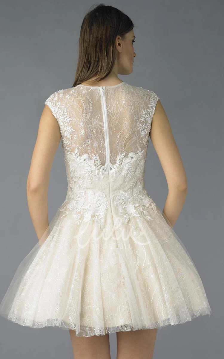 Lace Illusion High Neck Mini A-Line Formal Dress