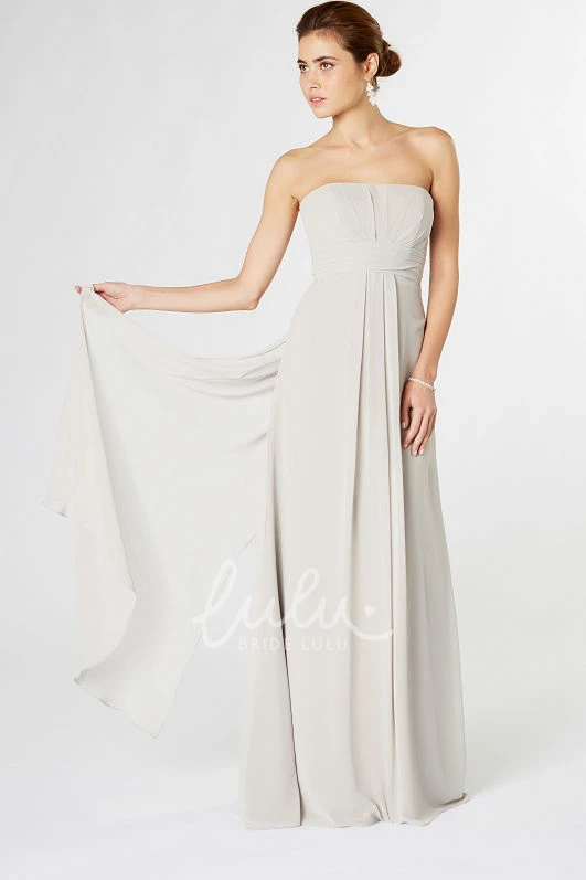 Chiffon Strapless Bridesmaid Dress with Ruching Flowy Bridesmaid Dress