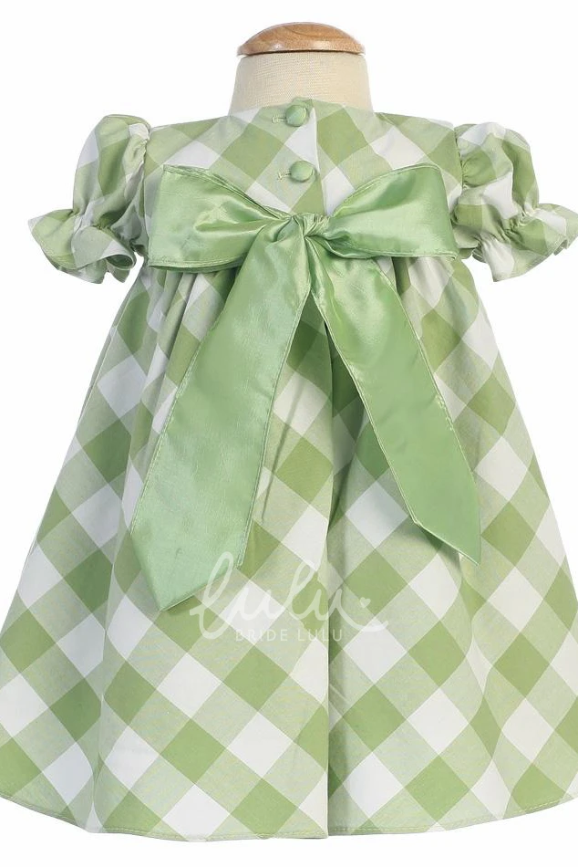 Cap-Sleeve Tea-Length Flower Girl Dress with Floral Embroidery