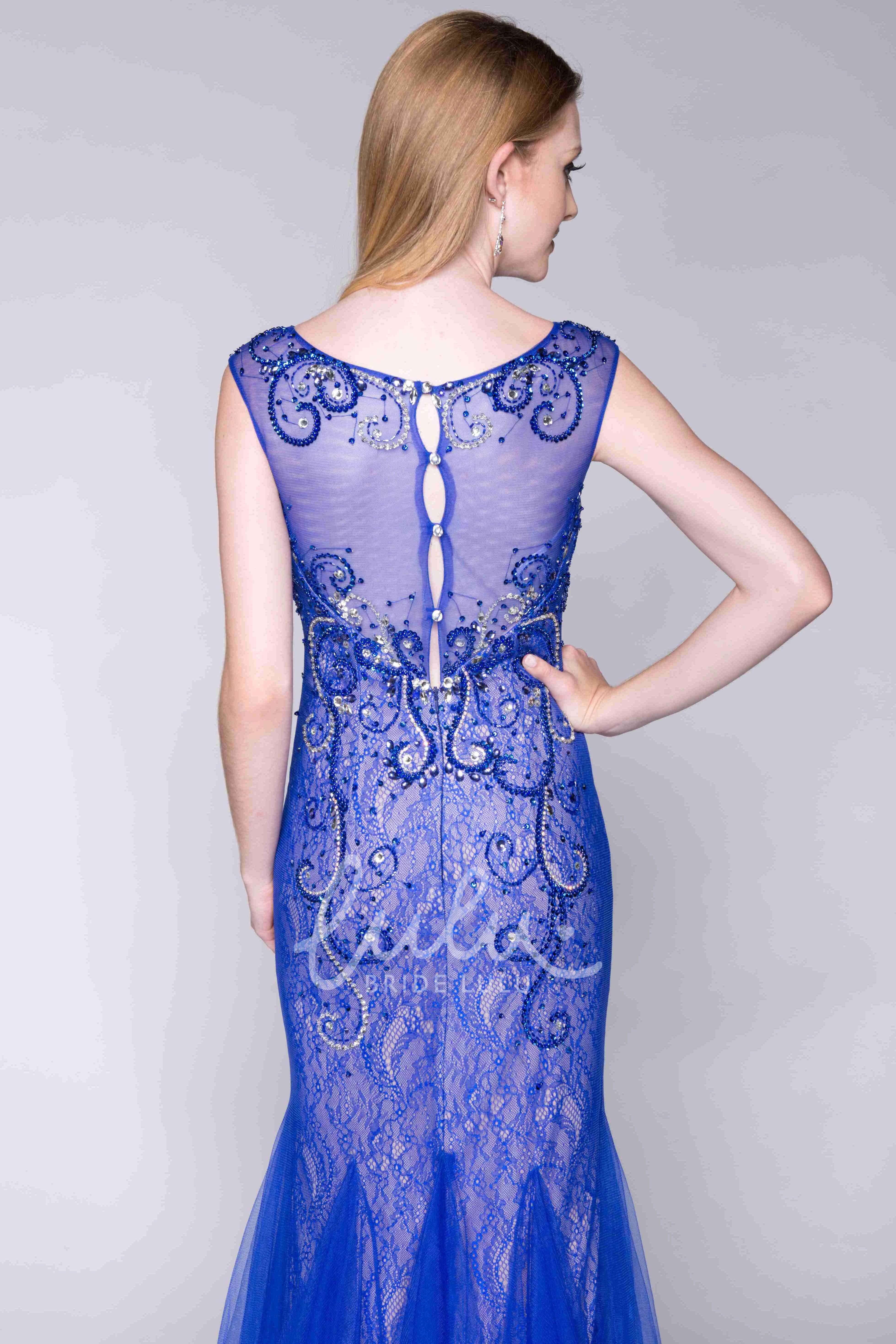 Lace Mermaid Prom Dress with Tulle Skirt Unique Formal Dress