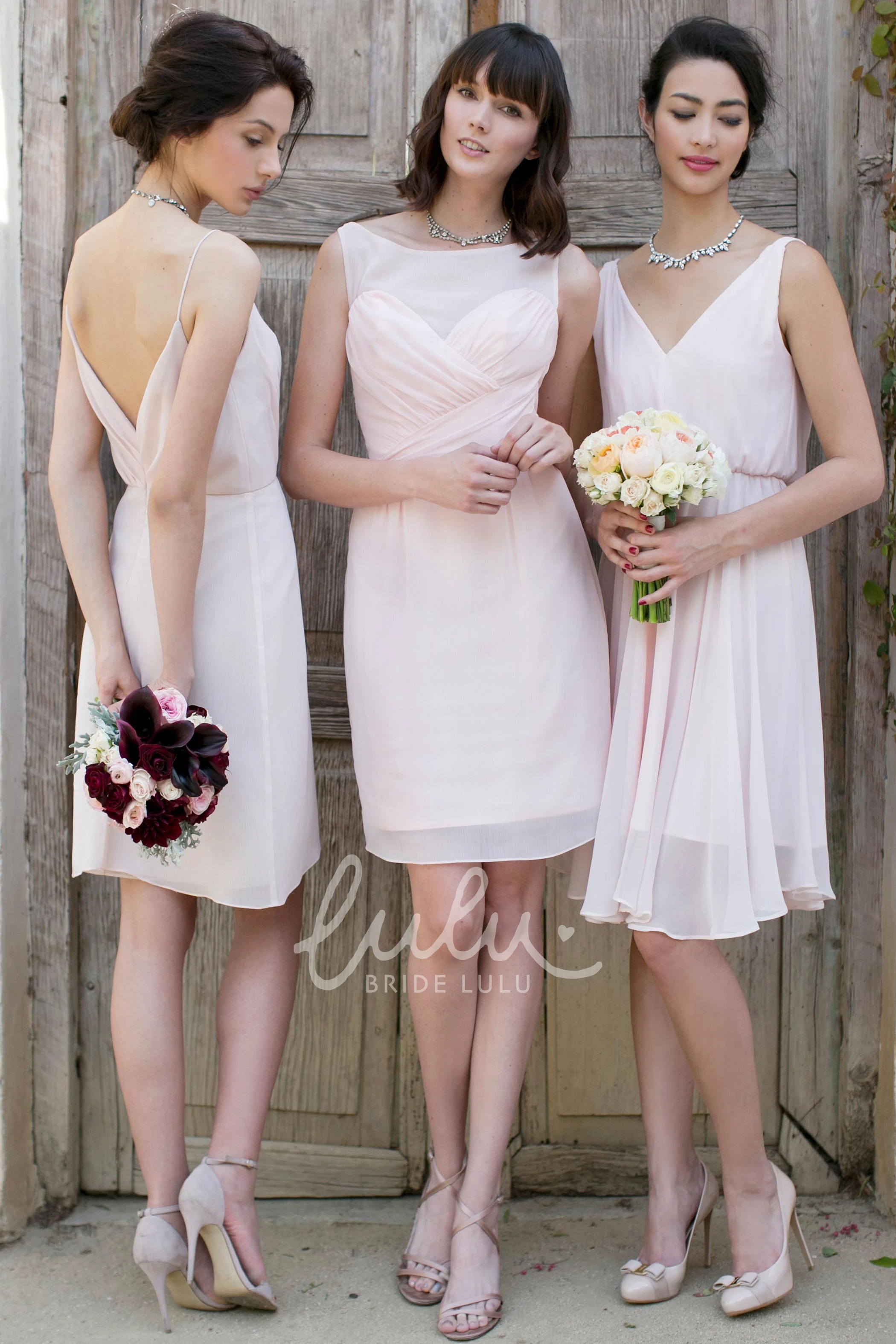 Criss-Cross Sleeveless Chiffon Bridesmaid Dress Multi-Color Short Convertible