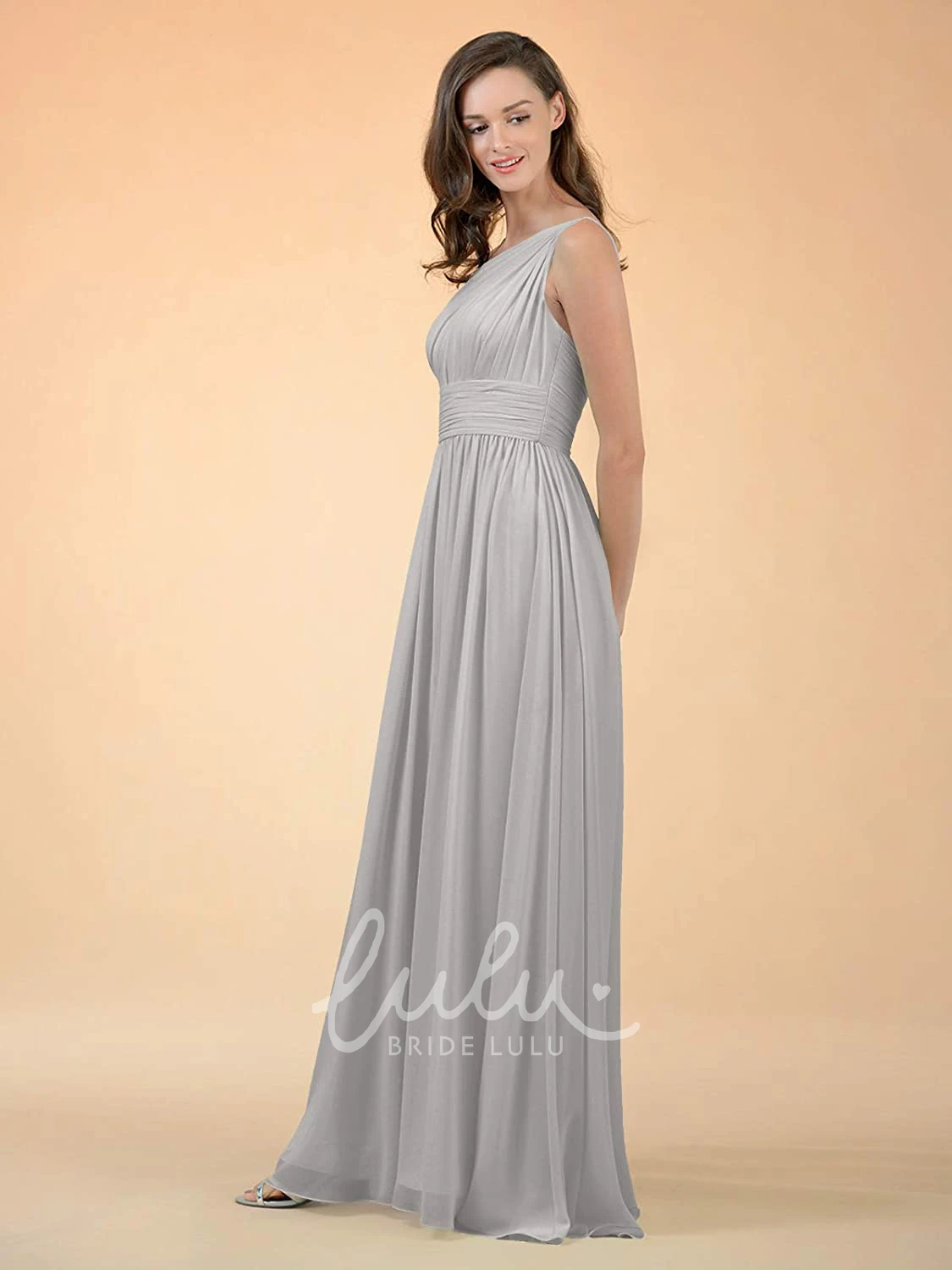 Chiffon One-Shoulder A-Line Bridesmaid Dress with Ruching Simple & Elegant