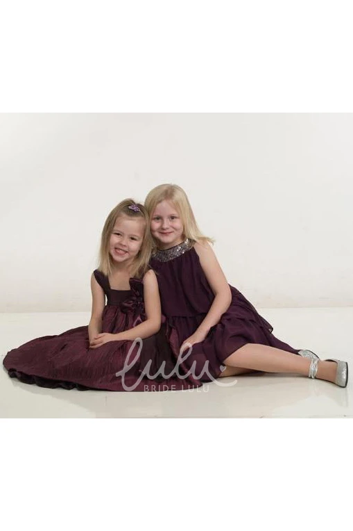 Chiffon & Sequins Embroidered Flower Girl Dress Elegant Dress for Weddings