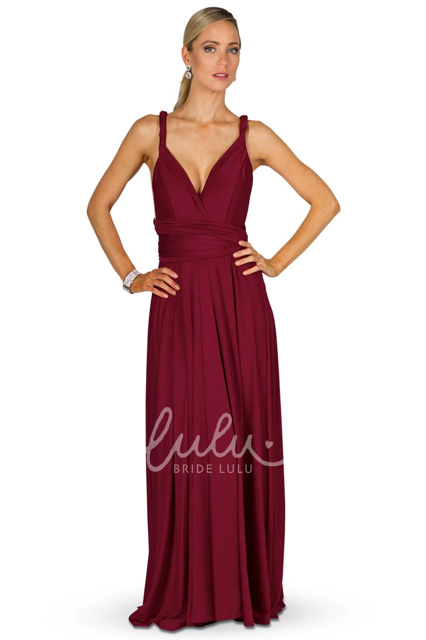 Halter Sleeveless Chiffon Bridesmaid Dress with Ruching Modern Convertible Style