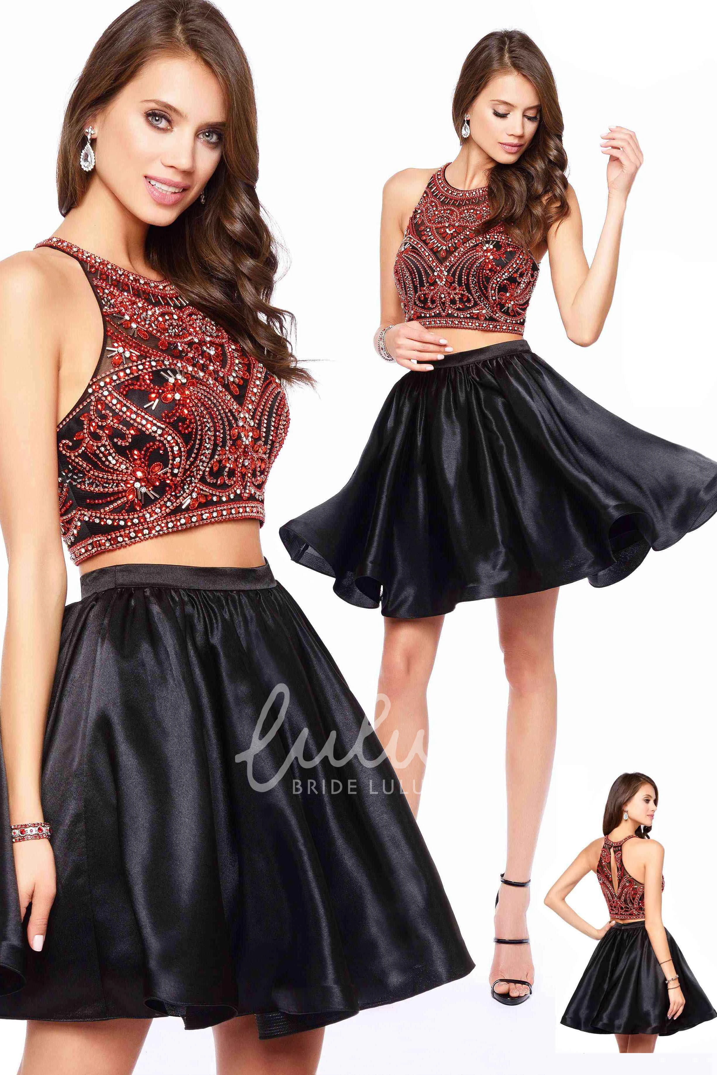 Sleeveless Beaded Satin Dress A-Line/Pencil/Scoop-Neck