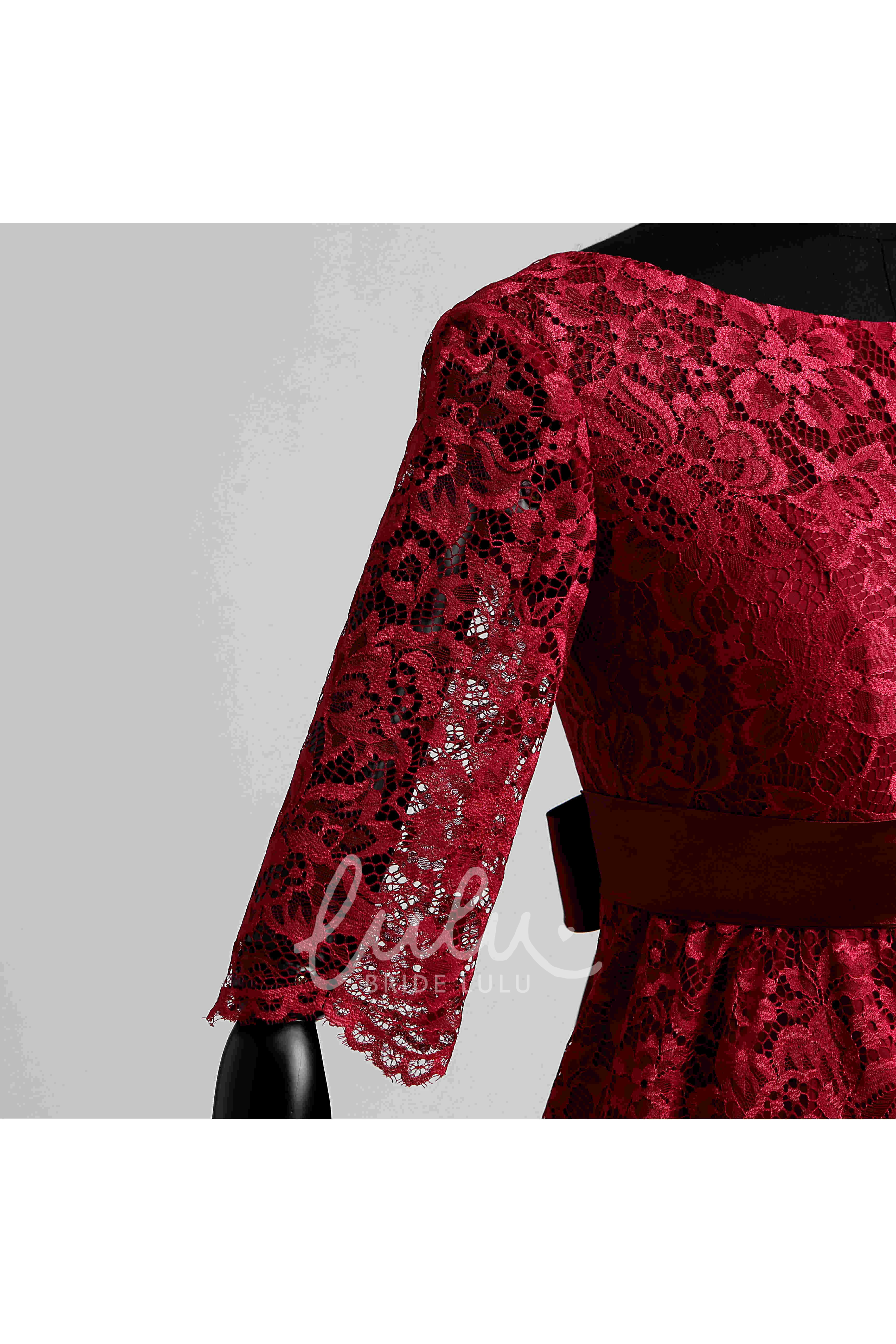 Knee-length Lace Bridesmaid Dress with Pleats