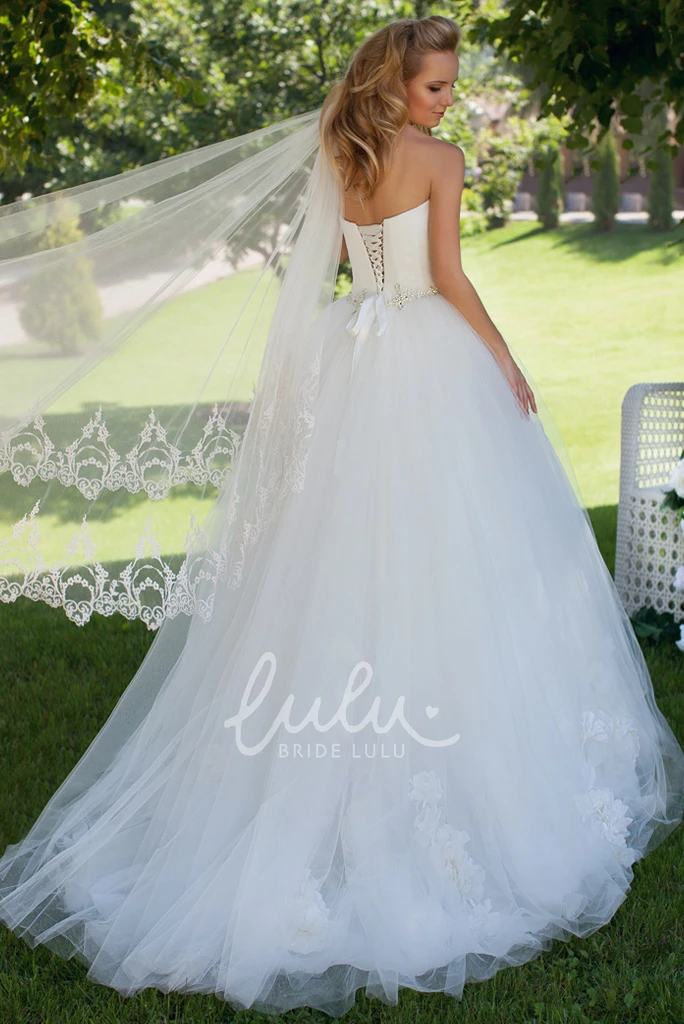 Long Jeweled Tulle Wedding Dress Sweetheart Criss-Cross