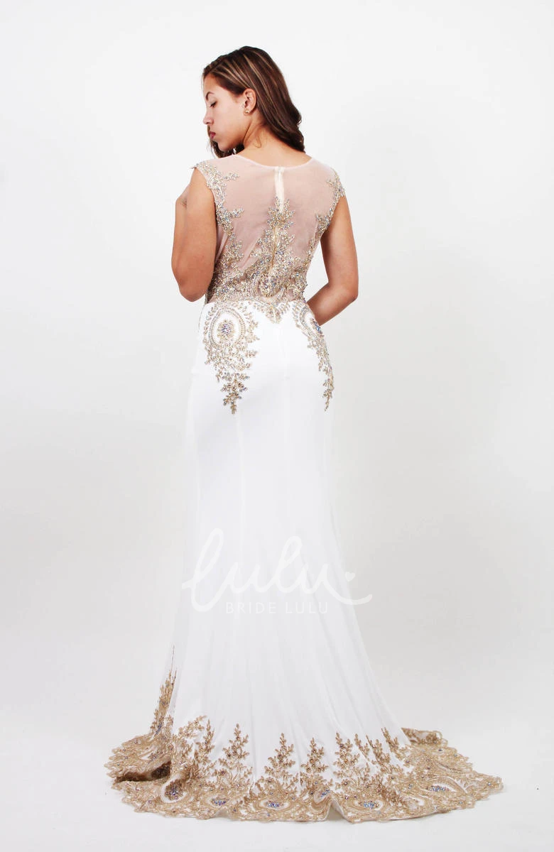 Sleeveless Jersey Illusion Formal Dress with Beading Sheath Bateau