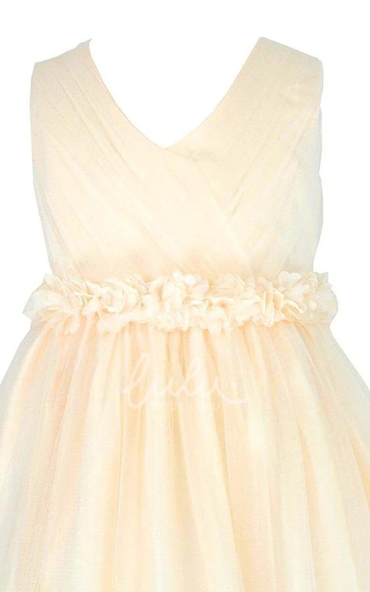 Sleeveless V-neck A-line Pleated Dress With Bow