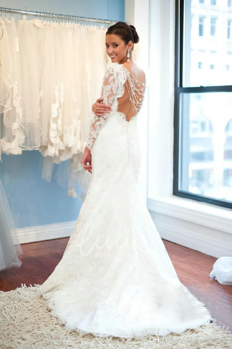 Elegant White Lace Wedding Dress with Long Sleeves Modern & Chic