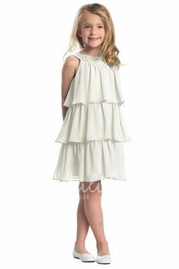 Embroidered Sequins Flower Girl Dress Chiffon Fabric