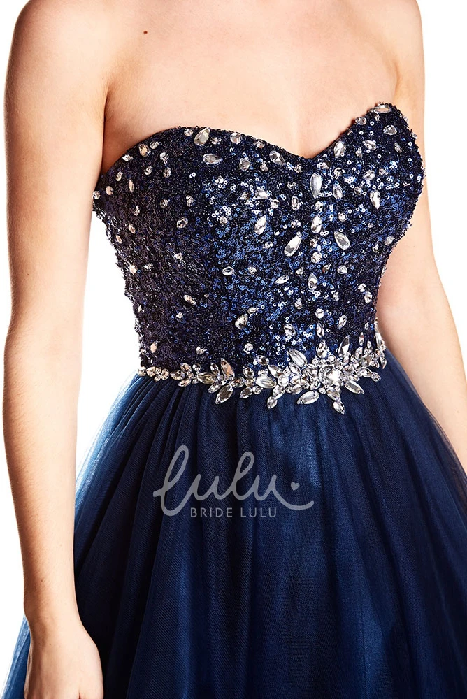 Floor-Length Beaded Tulle Prom Dress with Sweetheart Neckline and Waist Jewelry